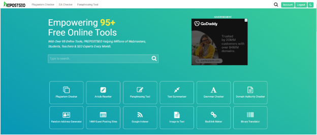 Prepostseo website screenshot