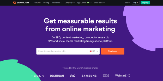 Semrush website screenshot